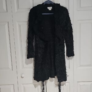 🖤 Ania A Textured Shaggy Cardigan Jacket | Black | Size M